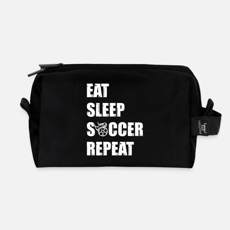 Eat. Sleep. Soccer. Repeat. - Recycelte Kulturtasche - Schwarz