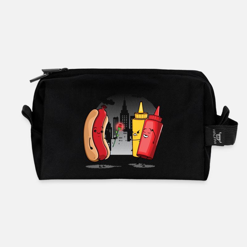 Hotdog Love - Recycelte Kulturtasche - Schwarz