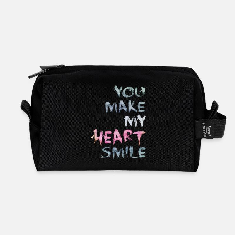 You make my heart smile - Recycelte Kulturtasche - Schwarz