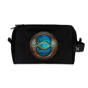 Vesica Piscis, Chalice Well, Sacred Geometry space - Recycled Toiletry Zip Bag - black - Front