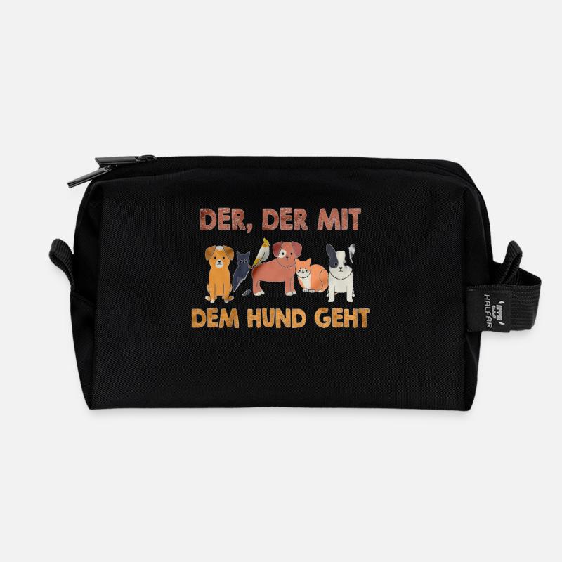 du bist der, der mit dem Hund geht - Recycelte Kulturtasche - Schwarz