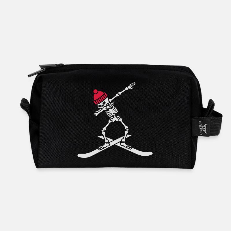 Dab dabbing skeleton ski skiing - Trousse de toilette en tissu recyclé - noir