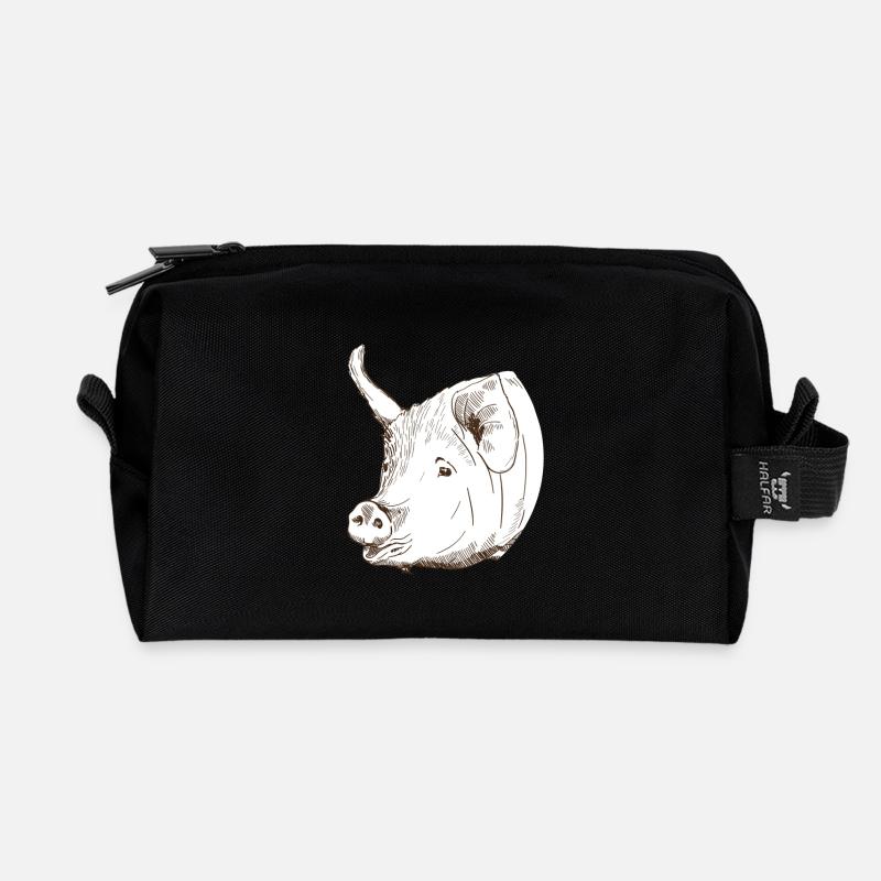 Schwein - Recycelte Kulturtasche - Schwarz