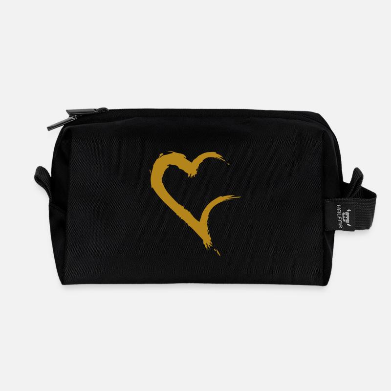 Herz offen Gold - Recycelte Kulturtasche - Schwarz