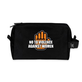 no to violence against women - Recycled Toiletry Zip Bag - black - Front