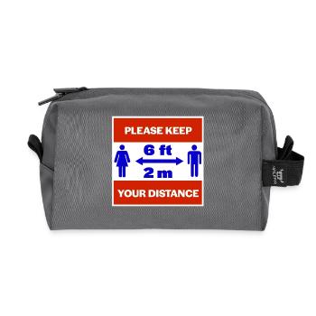 Please keep your distance - Recycled Toiletry Zip Bag - anthracite - Front