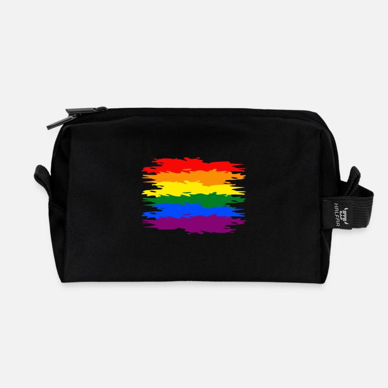 Drapeau arc-en-ciel - Trousse de toilette en tissu recyclé - noir