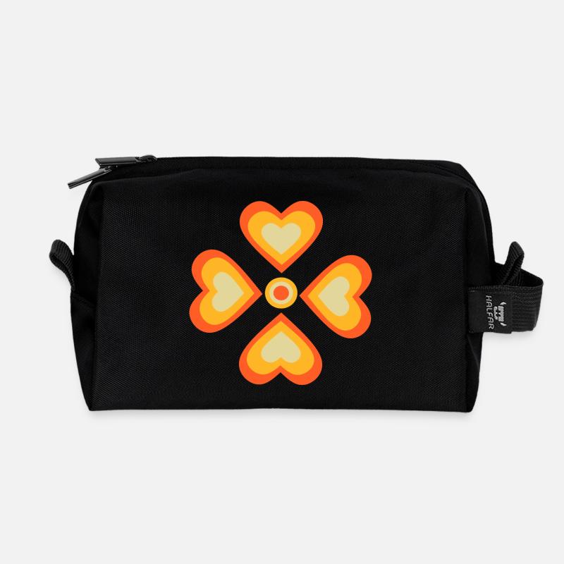 70er Jahre Blume Muster - Recycelte Kulturtasche - Schwarz