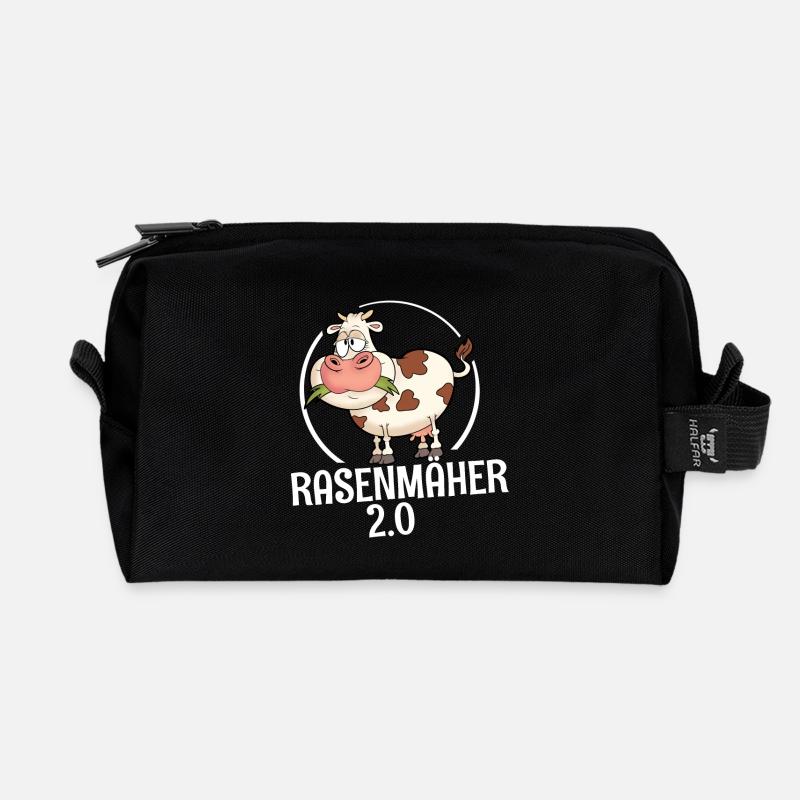 Landwirtschaft Lustige Kuh Rasenmäher - Recycelte Kulturtasche - Schwarz