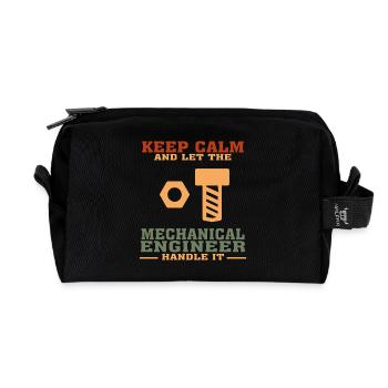 Funny Mechanical Engineer Tshirt, Keep Calm - Recycled Toiletry Zip Bag - black - Front