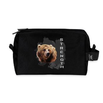 strength, charakter, kodiak bär - Recycelte Kulturtasche - Schwarz - Vorne