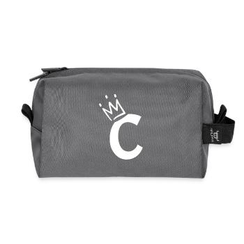 Letter C with crown - Recycled Toiletry Zip Bag - anthracite - Front