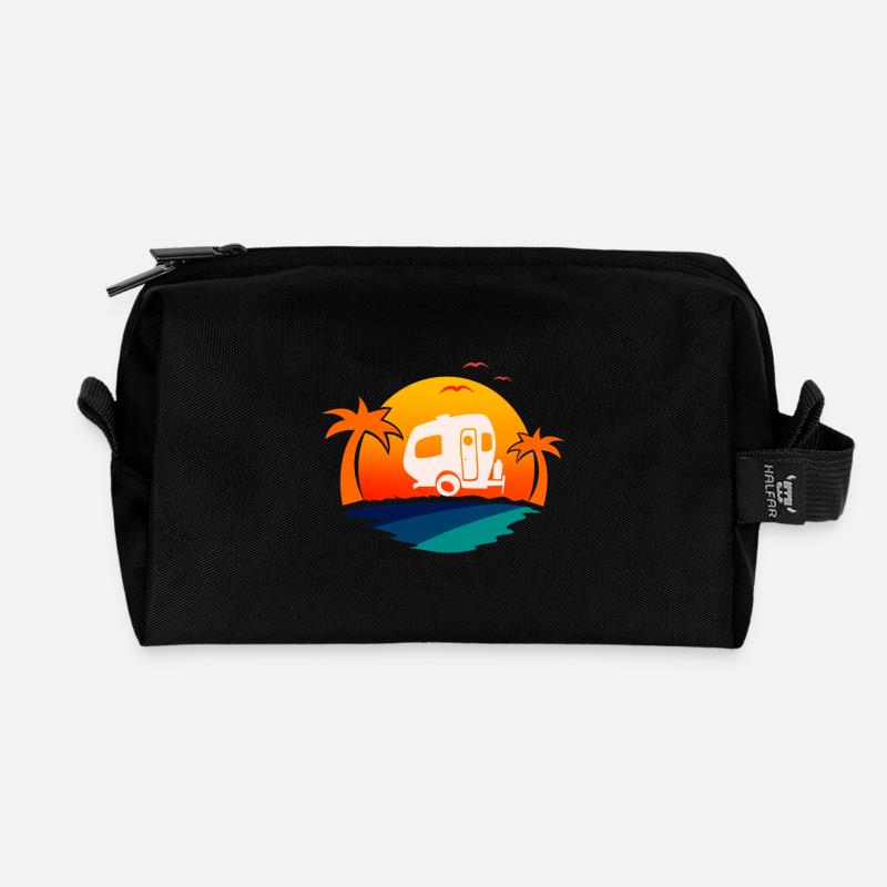 Camper Camping - Recycelte Kulturtasche - Schwarz