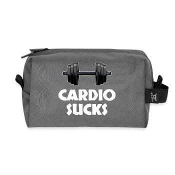 Weight training bodybuilders weight lifting muscles - Recycled Toiletry Zip Bag - anthracite - Front