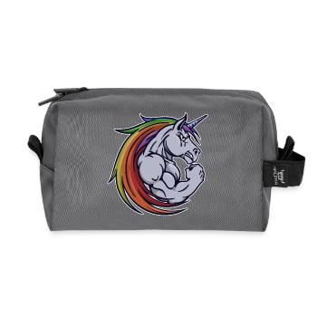 Formation musculaire motivation licorne gym - Trousse de toilette en tissu recyclé - anthracite - Devant