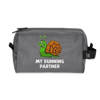 Schneckentempo Lustig Partnerlook Laufen Joggen - Recycelte Kulturtasche - Anthrazit - Vorne