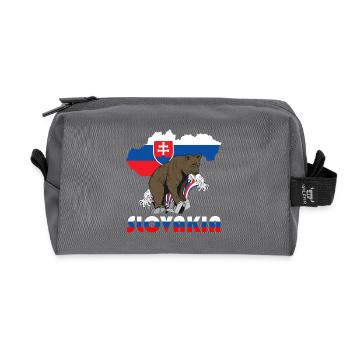 Slowenien Bär Design mit Landkarte und Flagge - Recycelte Kulturtasche - Anthrazit - Vorne
