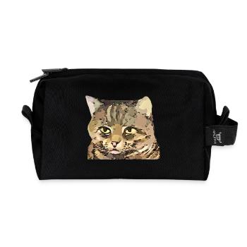 cat - Recycled Toiletry Zip Bag - black - Front
