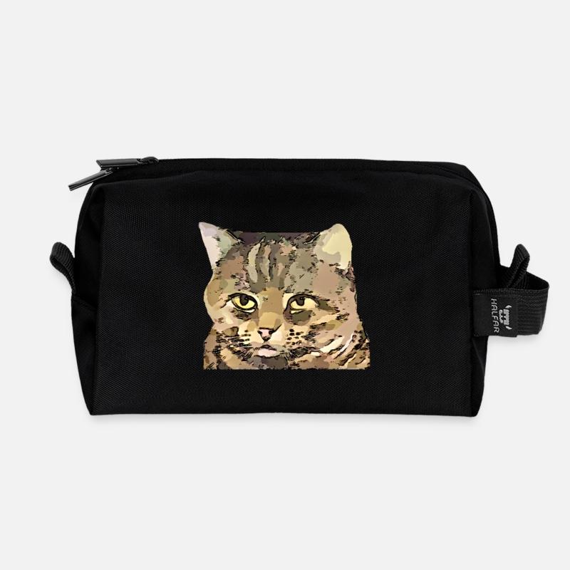 Katze - Recycelte Kulturtasche - Schwarz