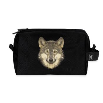 Naturfan shirts, Wolfkopf, beliebte Tierdesigns - Recycelte Kulturtasche - Schwarz - Vorne