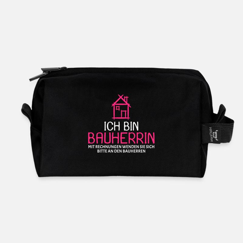 Bauherr Baumeister Hausbau Bauherrin Geschenk - Recycelte Kulturtasche - Schwarz