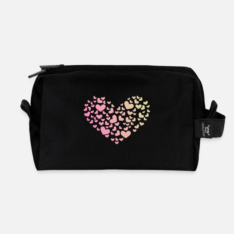 Herz aus Herzchen Liebe Romantisch Jahrestag - Recycelte Kulturtasche - Schwarz