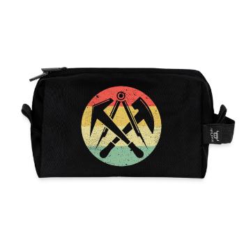 Dachdecker Zunftsymbol Auf Vintage Retro Farben - Recycelte Kulturtasche - Schwarz - Vorne