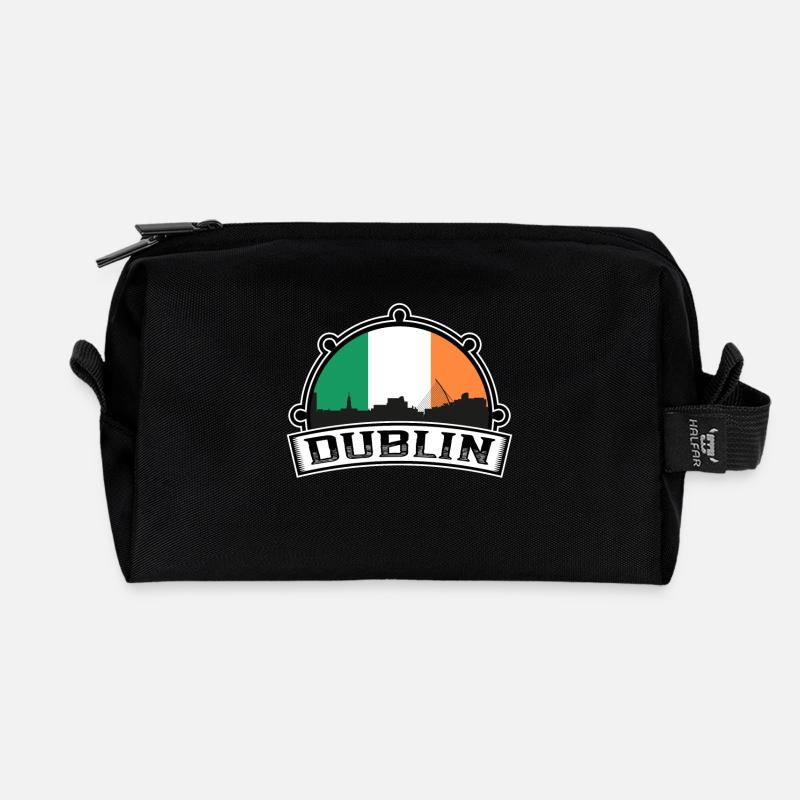 Dublin Irland Skyline Reise Souvenir Irische Flagge - Recycelte Kulturtasche - Schwarz