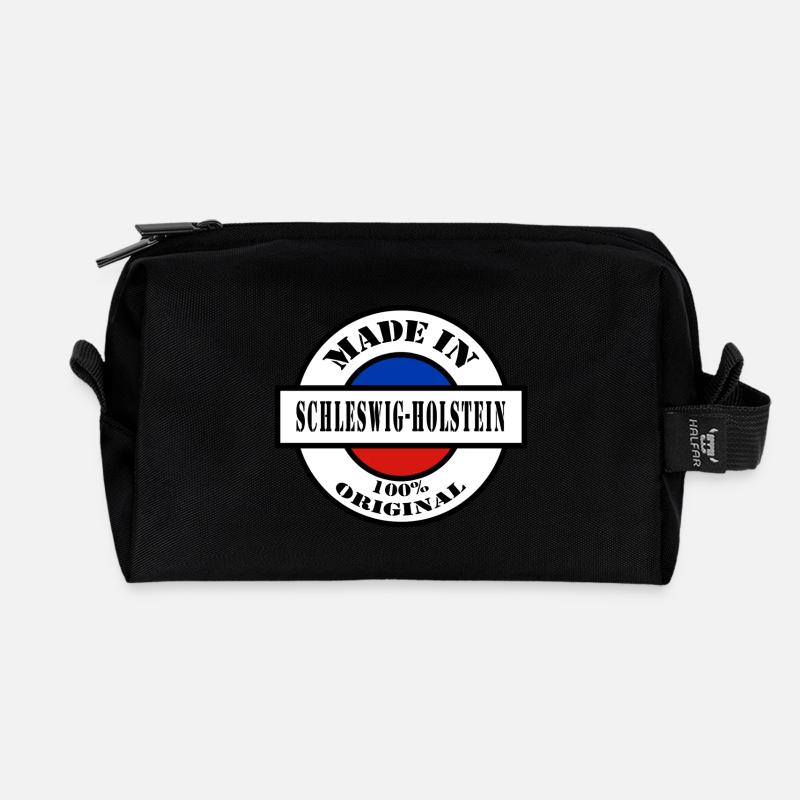 MADE IN SCHLESWIG HOLSTEIN Lübeck Geschenk - Recycelte Kulturtasche - Schwarz