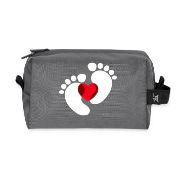 Bébé Pieds Bébé Enceinte Coeur - Trousse de toilette en tissu recyclé - anthracite - Devant