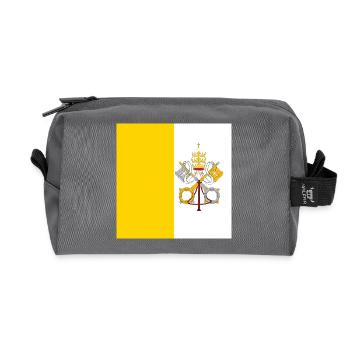 Flag of Vatican City, Catholic Papal State Gift - Recycled Toiletry Zip Bag - anthracite - Front