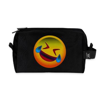 Laughing face - Recycled Toiletry Zip Bag - black - Front
