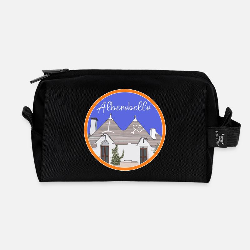Trulli Häuser Alberobello Bari Trullo Italien - Recycelte Kulturtasche - Schwarz
