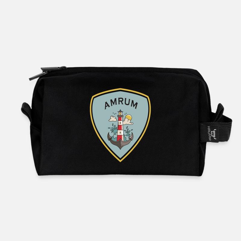 Amrum Leuchtturm Wappen - Recycelte Kulturtasche - Schwarz