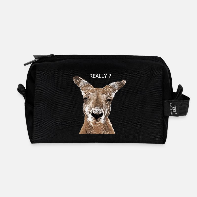 Känguru really - Recycelte Kulturtasche - Schwarz