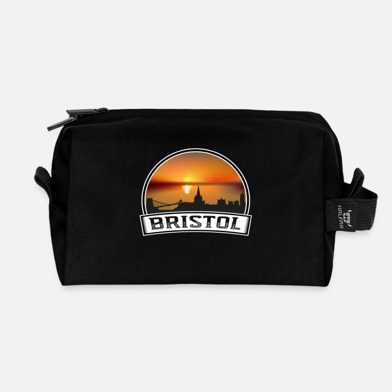 Bristol England Skyline Vintage Sonnenuntergang Reise Souv - Recycelte Kulturtasche - Schwarz