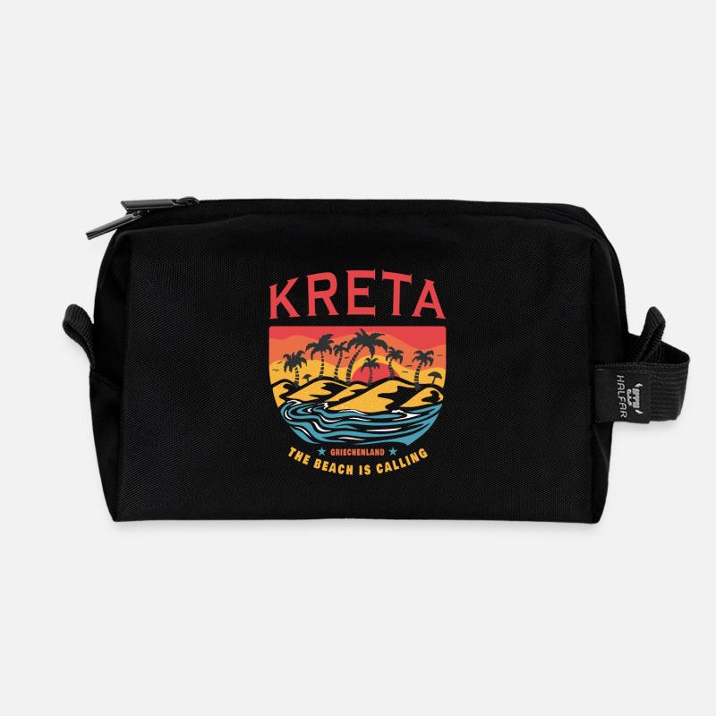 Kreta Griechenland Beach Design - Recycelte Kulturtasche - Schwarz