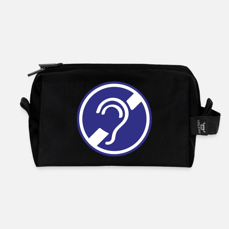 Taub, Schwerhörigkeit, Taubheit, Hörverlust Zeichen - Recycelte Kulturtasche - Schwarz