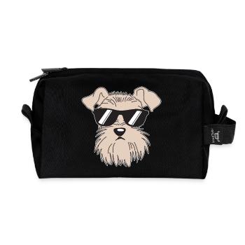 Cooler Schnauzer mit Sonnenbrille - Recycelte Kulturtasche - Schwarz - Vorne