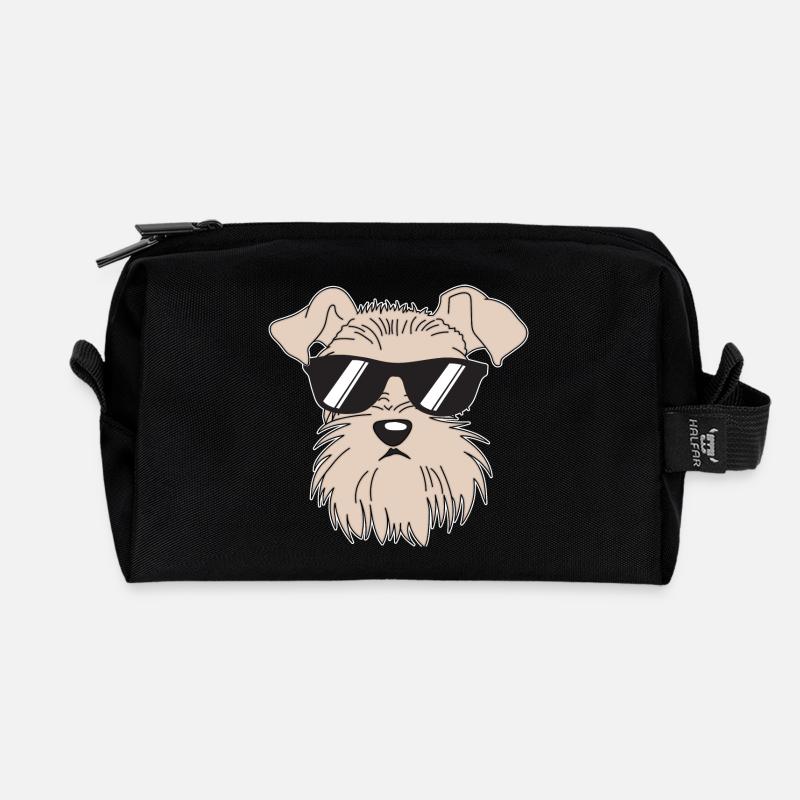 Cooler Schnauzer mit Sonnenbrille - Recycelte Kulturtasche - Schwarz