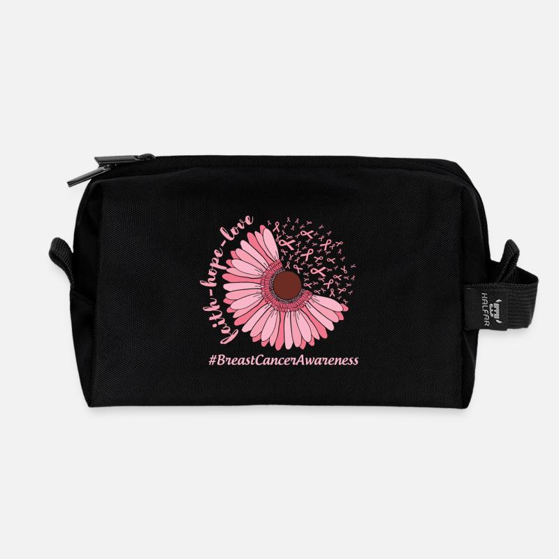 Brustkrebs Bewusstsein Rosa Blume - Recycelte Kulturtasche - Schwarz