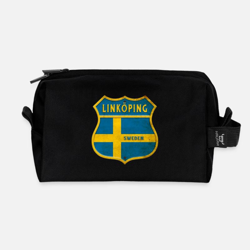 Linköping Schweden Wappen Flaggen - Recycelte Kulturtasche - Schwarz