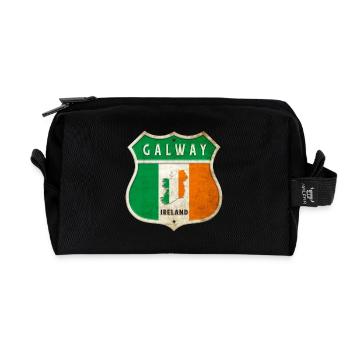 Galway Ireland Coat of Arms Flags Design - Recycled Toiletry Zip Bag - black - Front