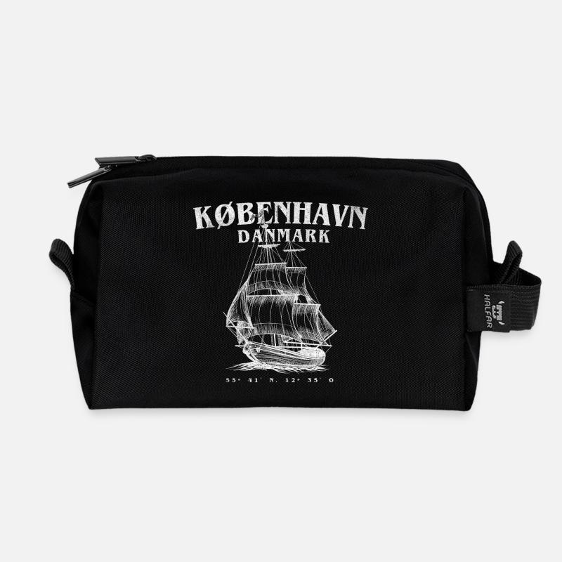 København Segelschiff Silhouette - Recycelte Kulturtasche - Schwarz