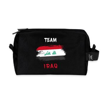 Team Iraq flag design - Recycled Toiletry Zip Bag - black - Front