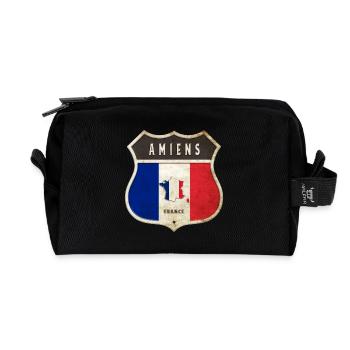 Amiens France Coat of Arms Flags Design - Recycled Toiletry Zip Bag - black - Front