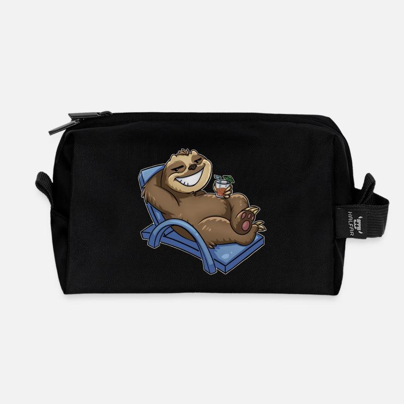 Faultier - Recycelte Kulturtasche - Schwarz