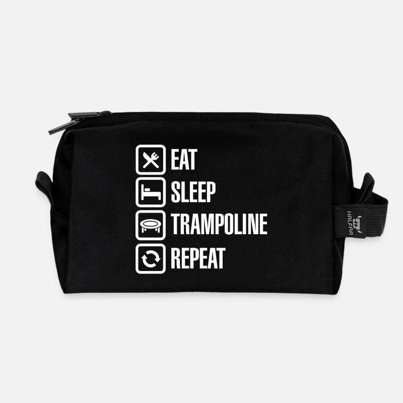 Trampolin Springen Eat Sleep Trampoline Repeat - Recycelte Kulturtasche - Schwarz