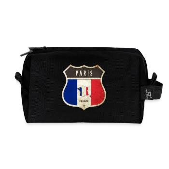 Paris France Armoiries Drapeaux Design - Trousse de toilette en tissu recyclé - noir - Devant