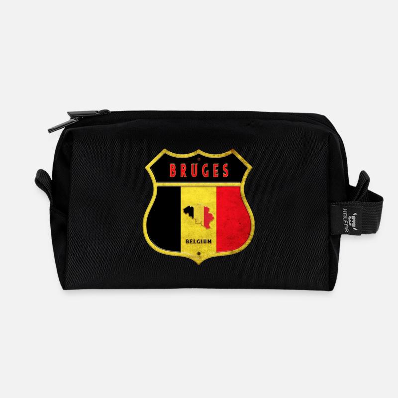 Brügge Belgien Wappen Flaggen Design - Recycelte Kulturtasche - Schwarz